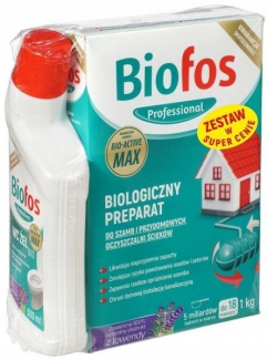 Biologiczny preparat do szamb Biofos Professional 1 kg + żel do WC 500 ml
