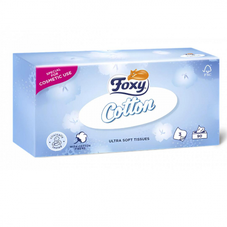 Chusteczki Foxy Cotton Ultra miękkie 3 warstwy 90 sztuk