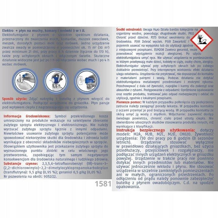 Elektrofumigator na muchy, komary i mrówki płyn Bros