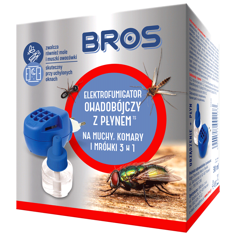 Elektrofumigator na muchy, komary i mrówki płyn Bros