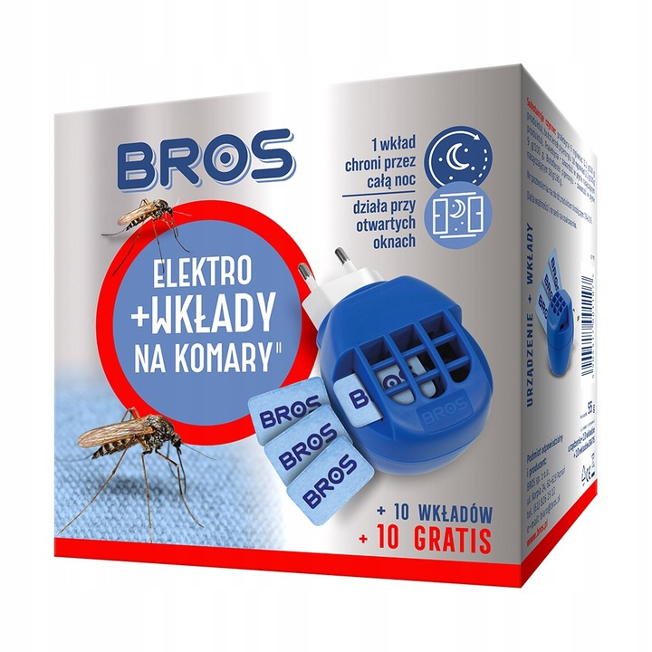 Elektrofumigator + wkłady (10 sztuk) na komary Bros