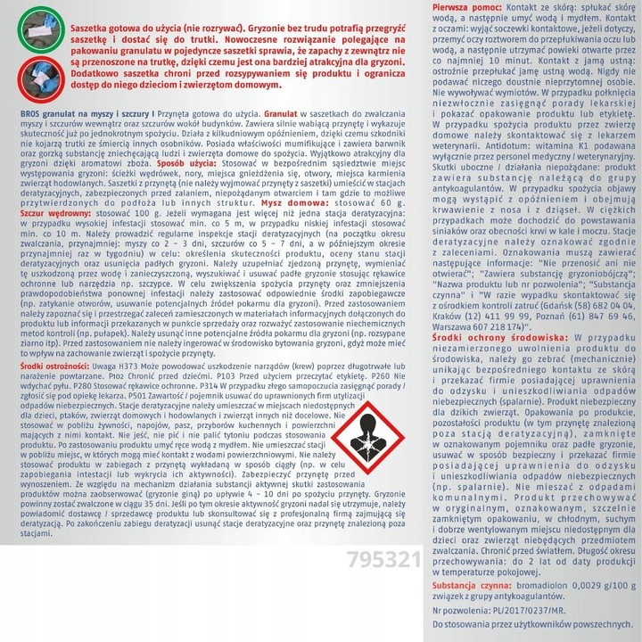 Granulat na myszy i szczury Bros 140 g