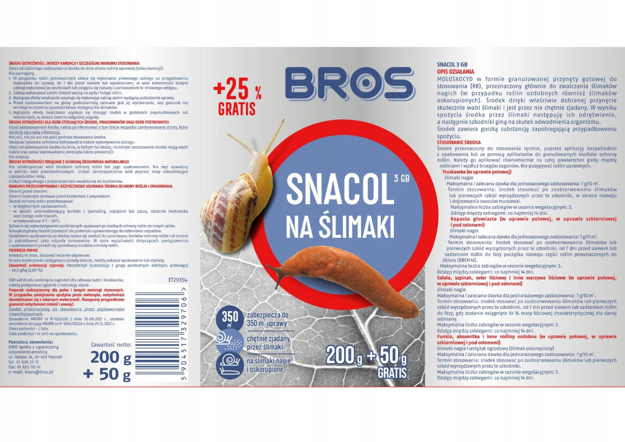 Granulat na Ślimaki Snacol 3GB 200g + 50g