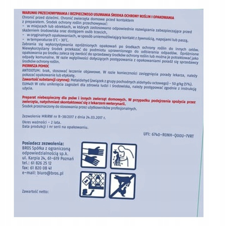 Granulat na Ślimaki Snacol 5GB 25 kg