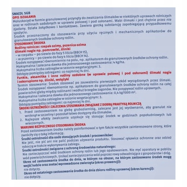 Granulat na Ślimaki Snacol 5GB 25 kg