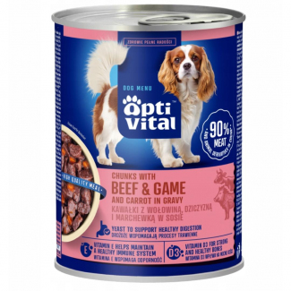 Karma dla psa OptiVital z wołowiną oraz dziczyzną i marchewką w sosie 415 g