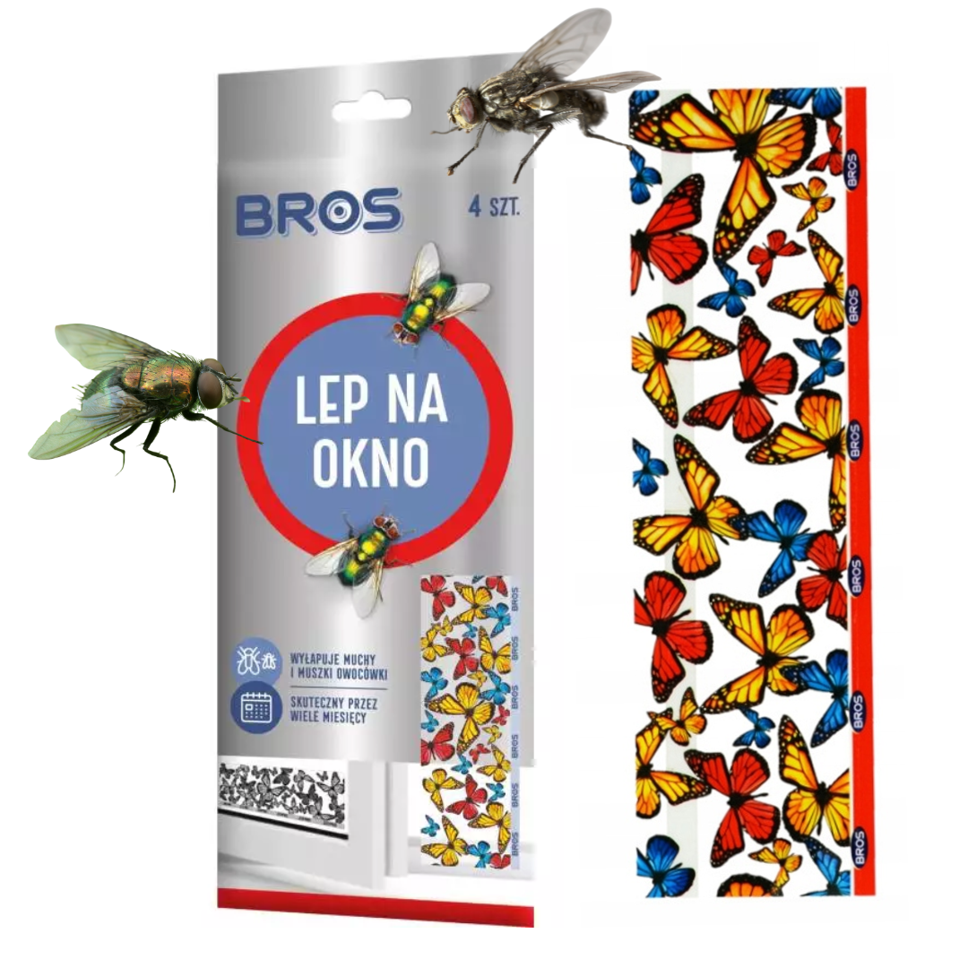 Lep na muchy płaski z kolorowym nadrukiem Bros (4 sztuki)