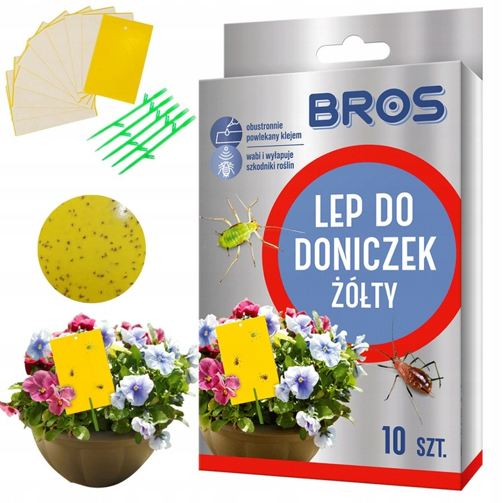 Lep żółty do doniczek Bros (10 sztuk)