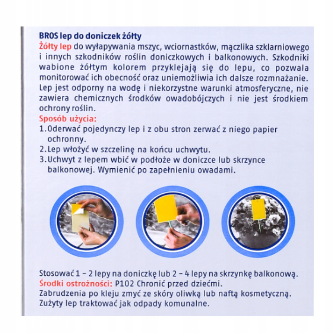 Lep żółty do doniczek Bros (10 sztuk)