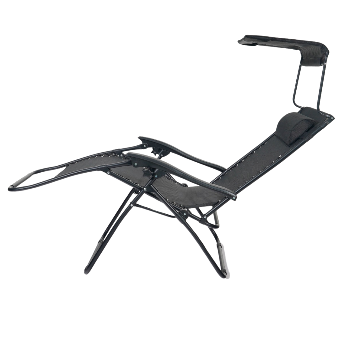 Leżak ogrodowy Gardina Alicante czarny z daszkiem