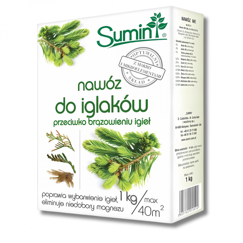 Nawóz do iglaków przeciwdziała brązowieniu igieł Sumin 1 kg