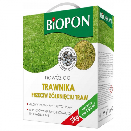 Nawóz do trawnika przeciw żółknięciu Biopon 3 kg