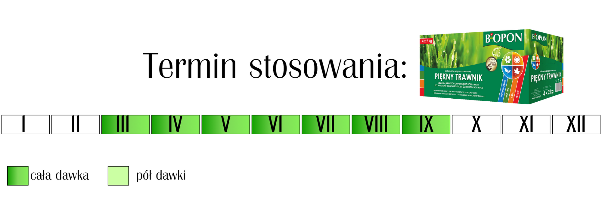 Nawóz Piękny trawnik całoroczny program Biopon 4 x 2 kg