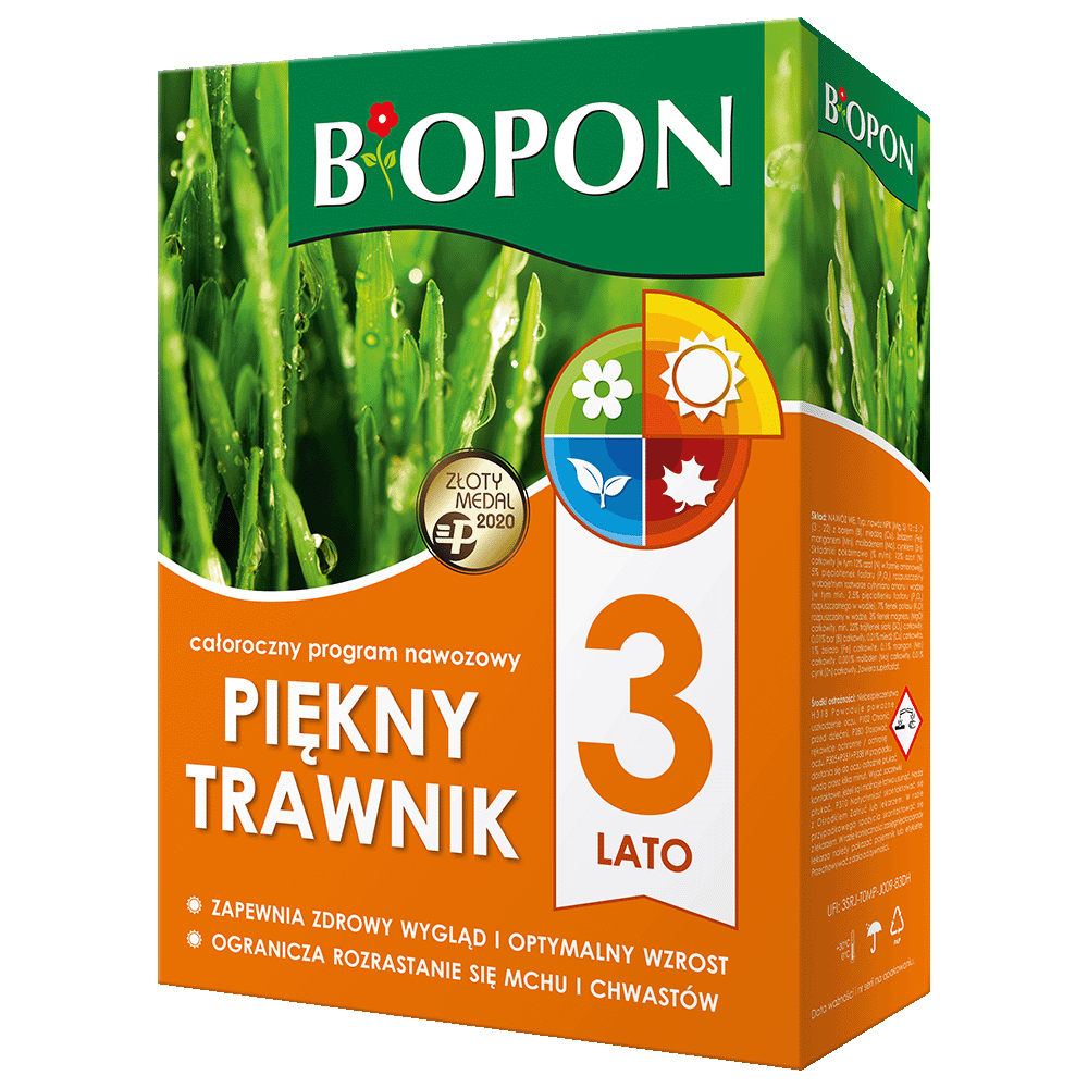 Nawóz Piękny trawnik całoroczny program Biopon 4 x 2 kg