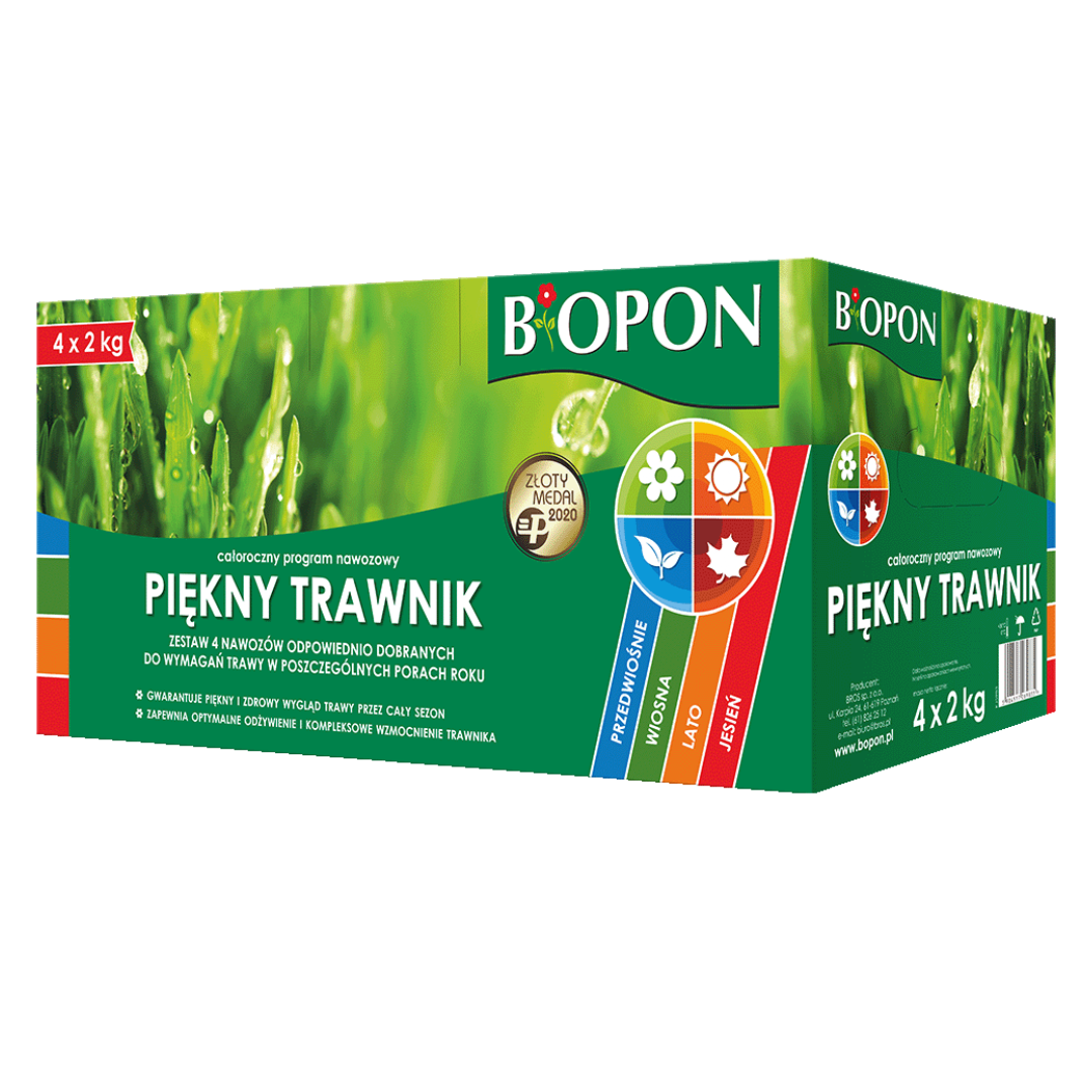 Nawóz Piękny trawnik całoroczny program Biopon 4 x 2 kg