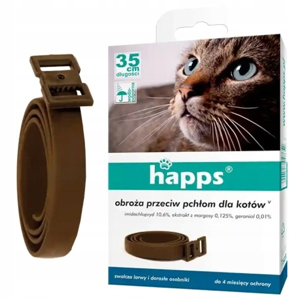 Obroża przeciw pchłom dla kotów Happs 35 cm
