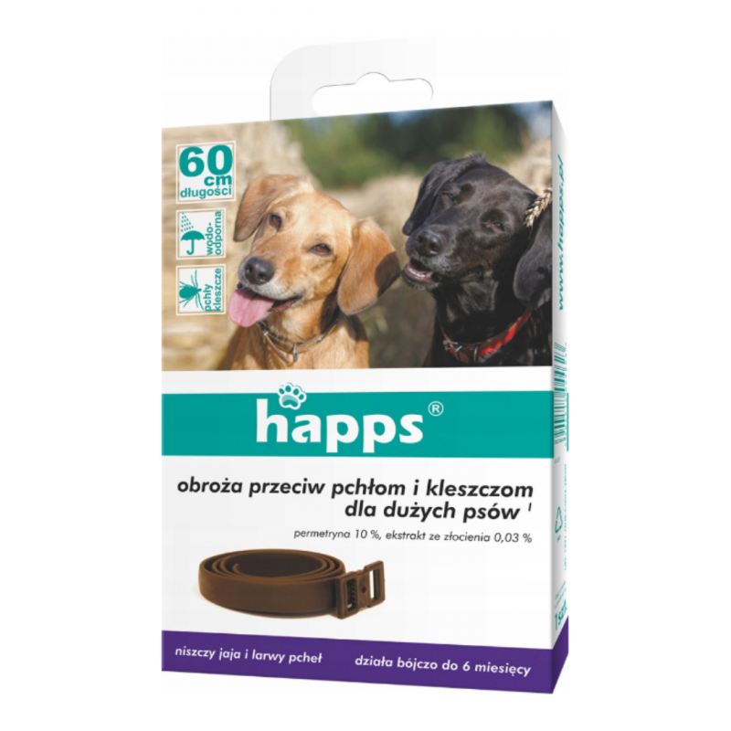 Obroża przeciw pchłom i kleszczom dla dużych psów Happs 60 cm