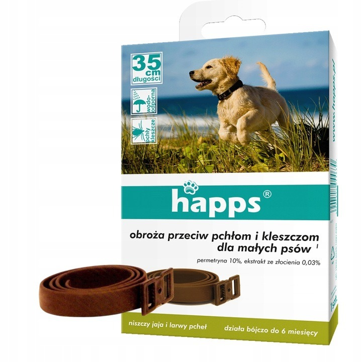 Obroża przeciw pchłom i kleszczom dla małych psów Happs 35 cm