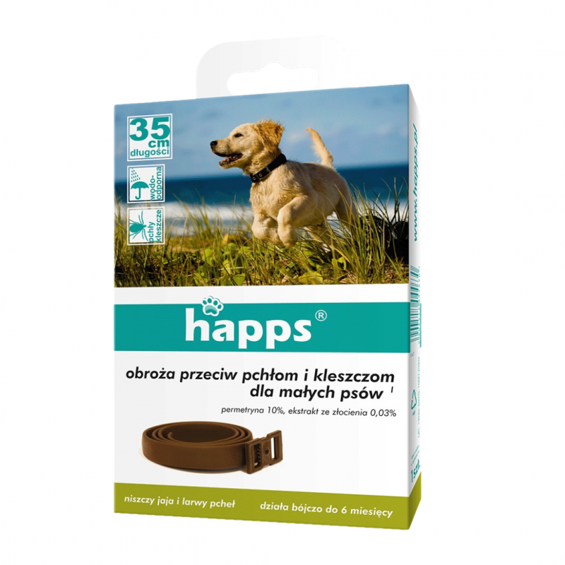 Obroża przeciw pchłom i kleszczom dla małych psów Happs 35 cm