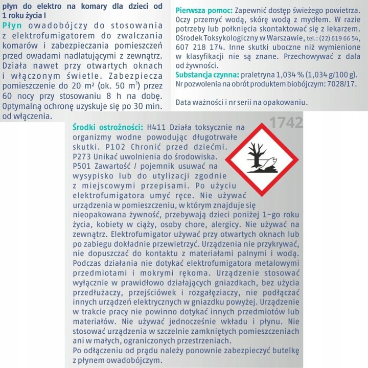 Płyn do elektro na komary dla dzieci Bros sensitive 40 ml (60 nocy)