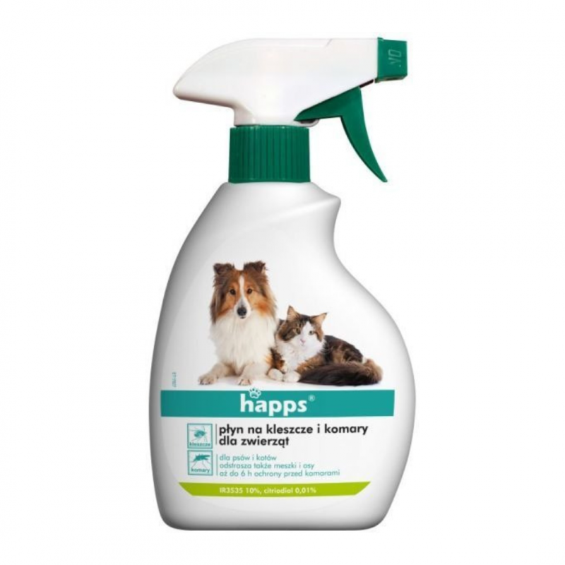 Płyn na kleszcze i komary dla zwierząt Happs w sprayu 200 ml