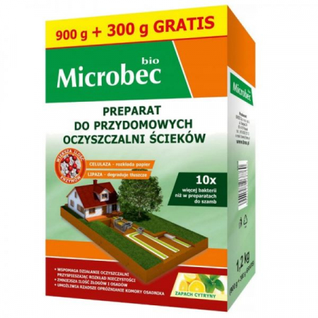 Preparat do przydomowych oczyszczalni ścieków cytrynowy Microbec Bio 900 g + 300 g GRATIS
