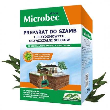 Preparat do szamb i przydomowych oczyszczalni ścieków Microbec Ultra eukaliptus 1,2 kg