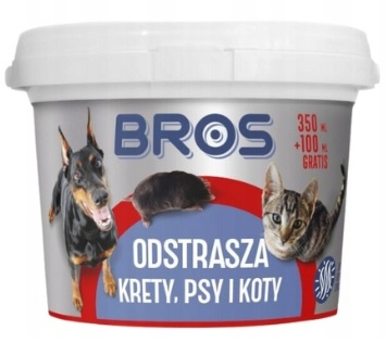Preparat odstraszający krety, psy, koty Bros (350 ml+100 ml gratis)