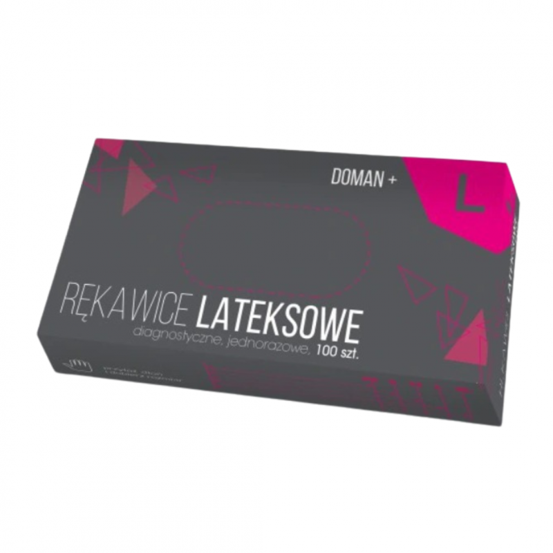 Rękawice lateksowe pudrowane Doman+ L (100 szt.)