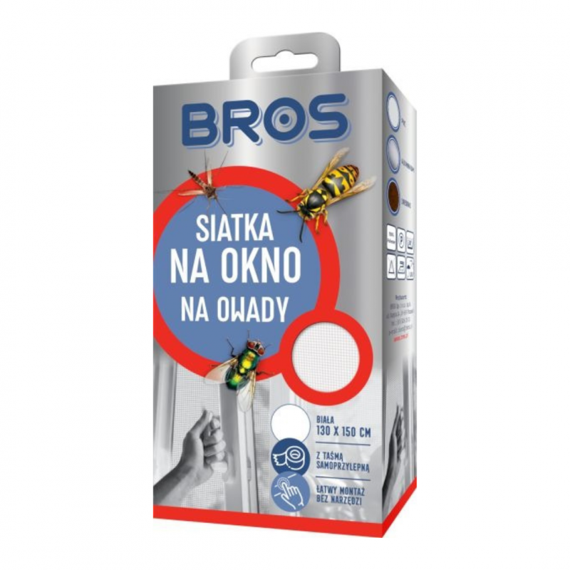 Siatka moskitiera na okno biała Bros (130 cm x 150 cm)
