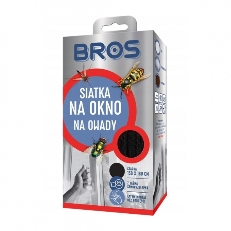 Siatka moskitiera na okno czarna Bros (150 cmx180 cm)