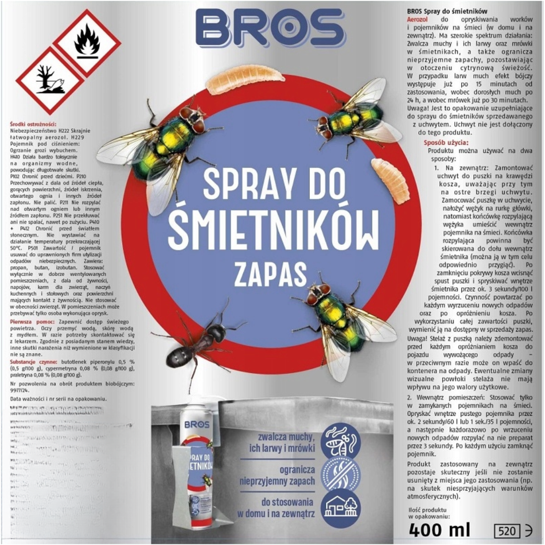 Spray do śmietników zapas Bros 400 ml