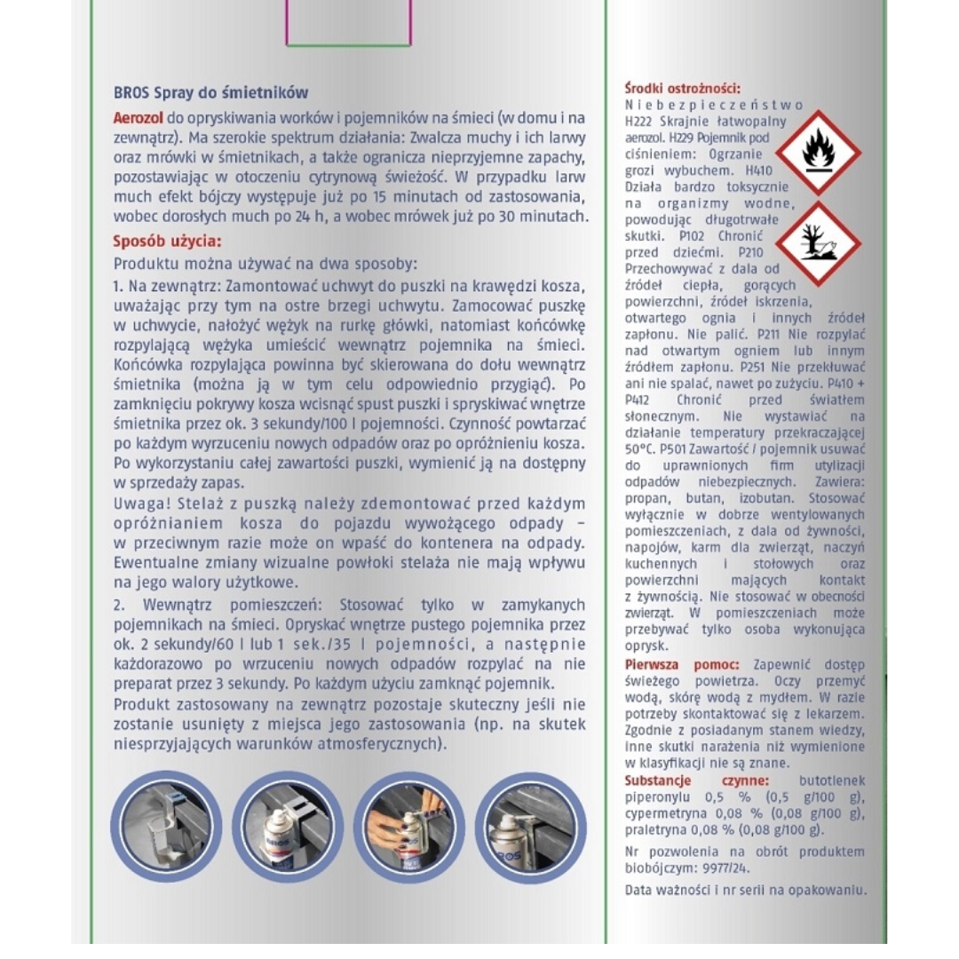 Spray do śmietników zapas Bros 400 ml