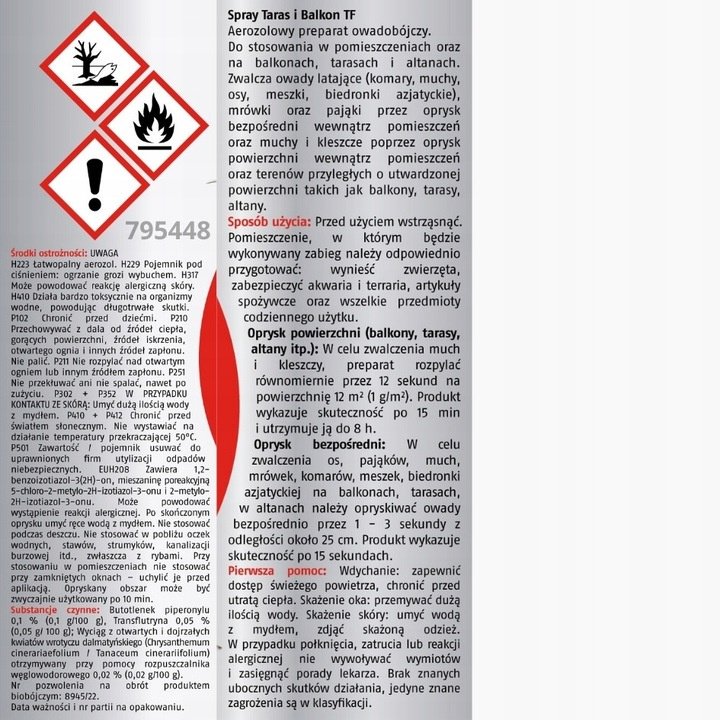 Spray na owady taras i balkon Bros 350 ml