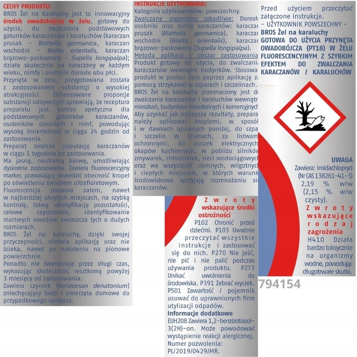 Środek owadobójczy w żelu Kapter Fluogel na karaczany i karaluchy Bros