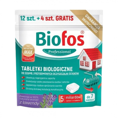 Tabletki do szamb i oczyszczalni Biofos 12 + 4 sztuki gratis