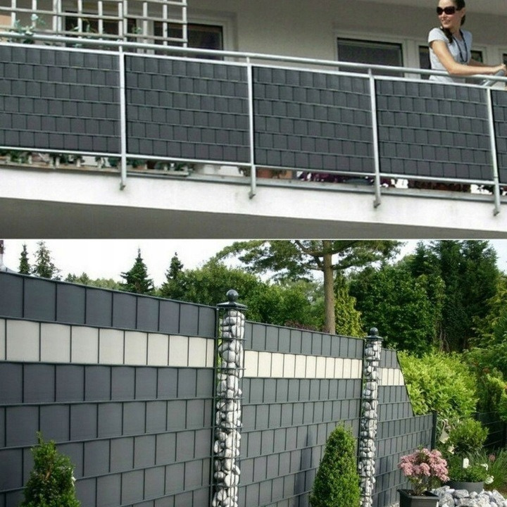 Taśma ogrodzeniowa antracyt 35 m x 19 cm + 20 klipsów montażowych