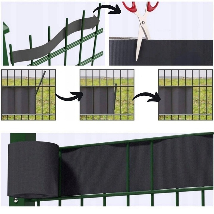 Taśma ogrodzeniowa antracyt 35 m x 19 cm + 20 klipsów montażowych