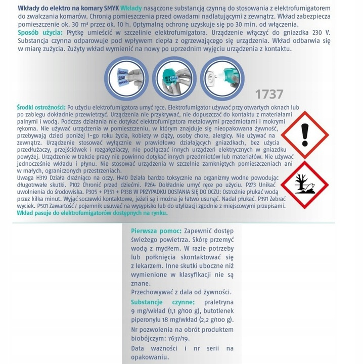 Wkłady do elektrofumigatora na komary i muchy dla dzieci od 1 roku życia Bros