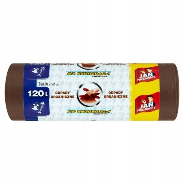 Worki na odpady Jan Niezbędny do segregacji odpadów bio brązowe zawiązywane 120 l (10 sztuk)