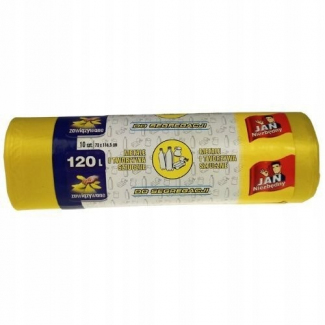 Worki na odpady Jan Niezbędny do segregacji tworzyw sztucznych żółte zawiązywane 120 l (10 sztuk)