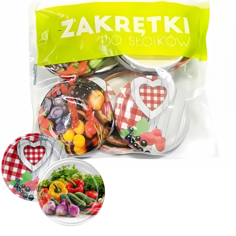 Zakrętki do słoików kolorowe 4 zaczepowe małe średnica 66 mm (10 sztuk)