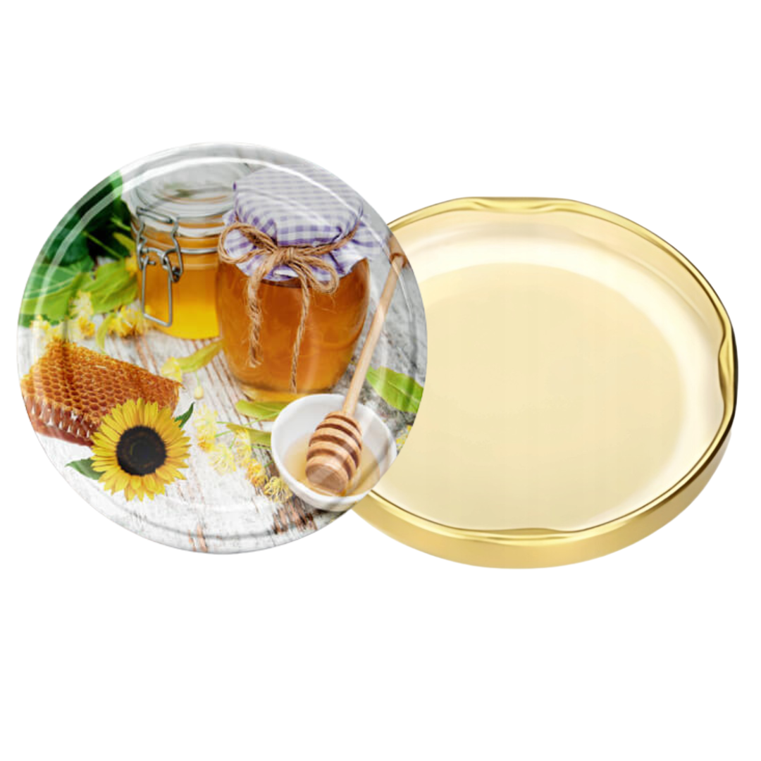 Zakrętki do słoików kolorowe pszczelarskie 4 zaczepowe małe średnica 66 mm (10 sztuk)