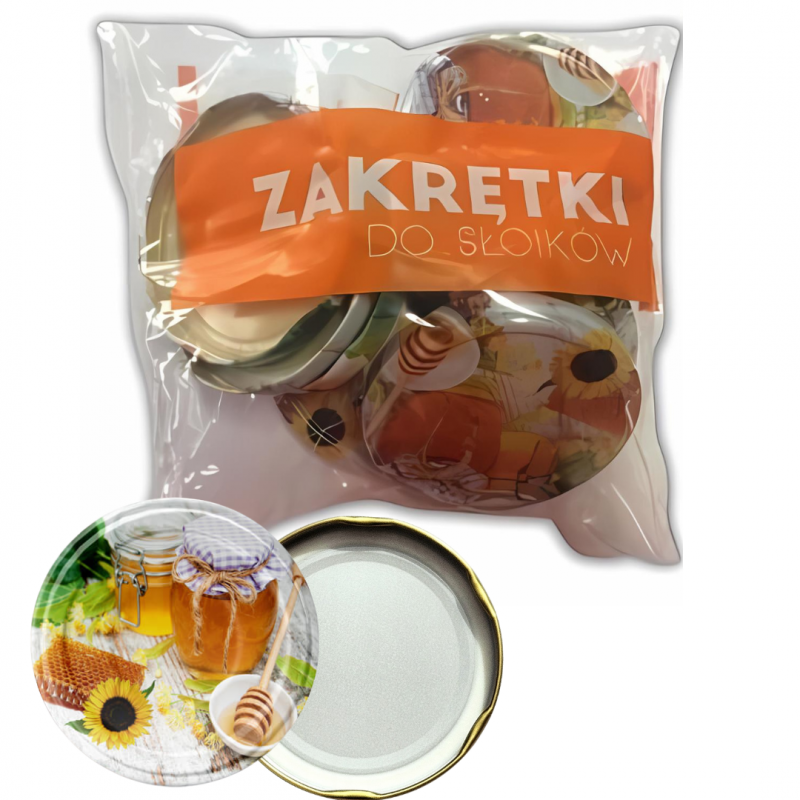 Zakrętki do słoików kolorowe pszczelarskie 6 zaczepowe duże średnica 82 mm (10 sztuk)