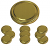Zakrętki do słoików złote 4 zaczepowe małe średnica 66 mm (10 sztuk)