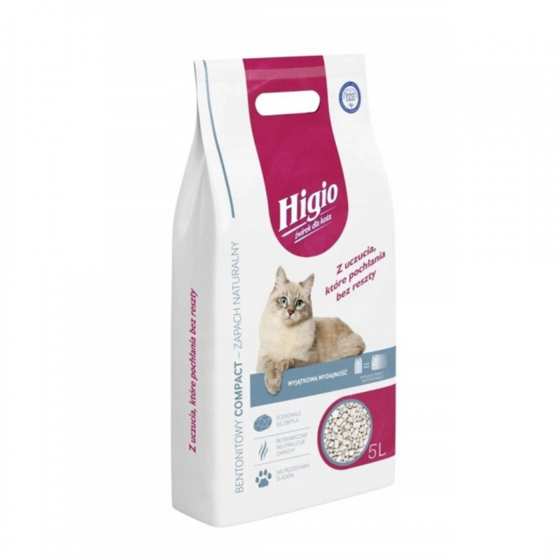 Żwirek dla kota bentonitowy zapach naturalny Higio Compact 5 l